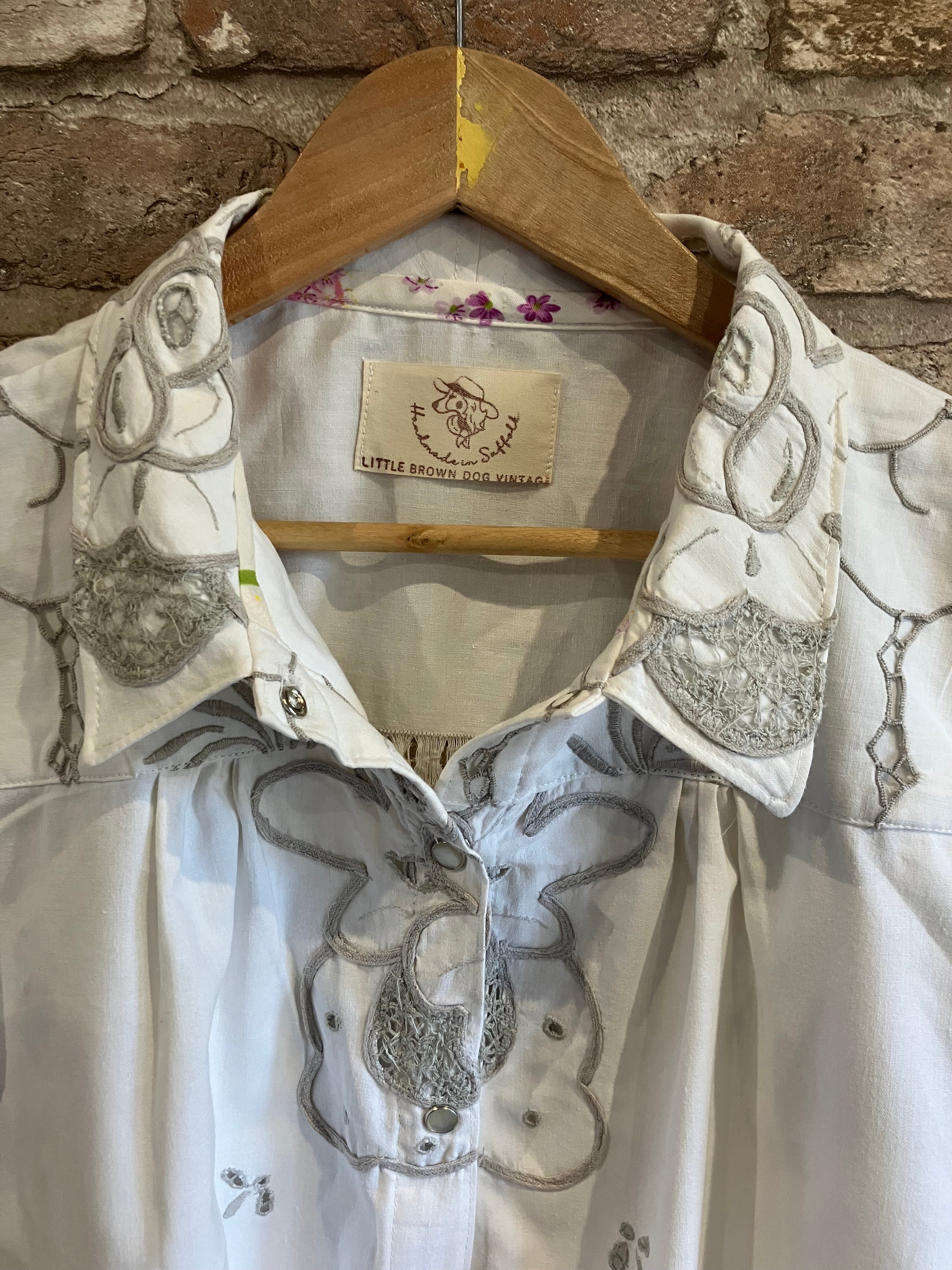 Upcycled One of Kind Short Sleeve Blouse