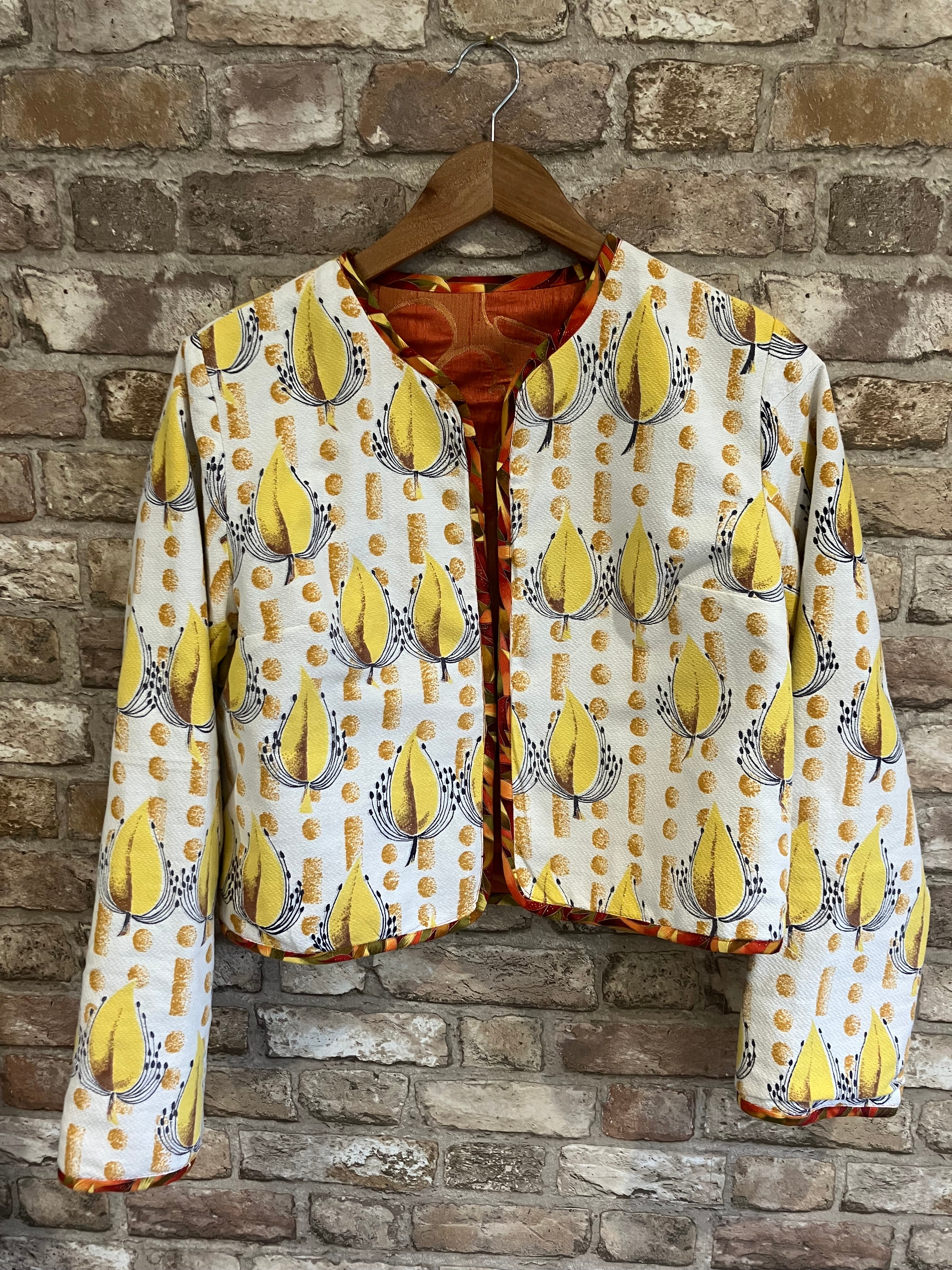 Reversible Cropped Jacket – Upcycled Fabric and Vintage Barkcloth