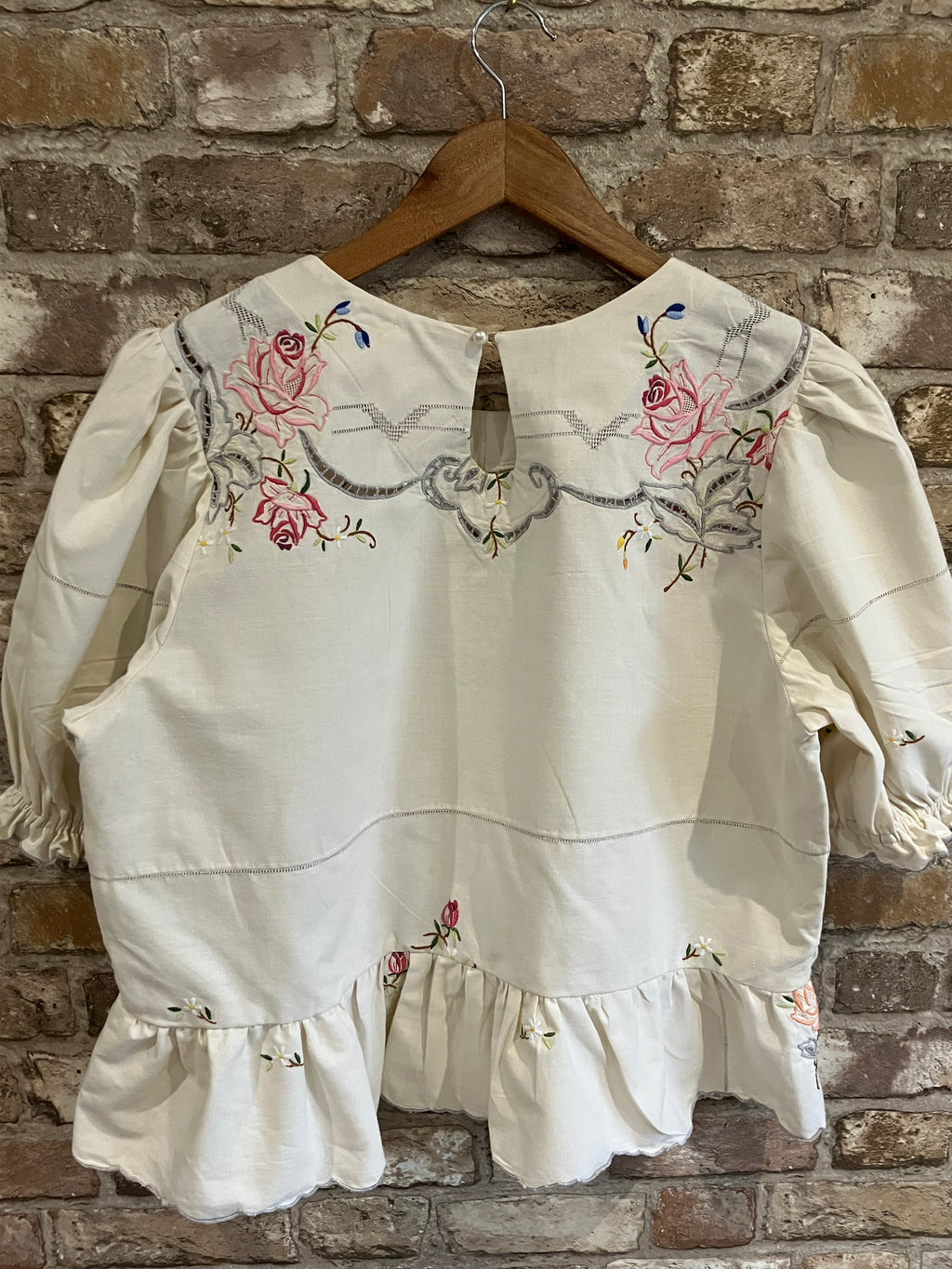 Upcycled puff sleeve blouse