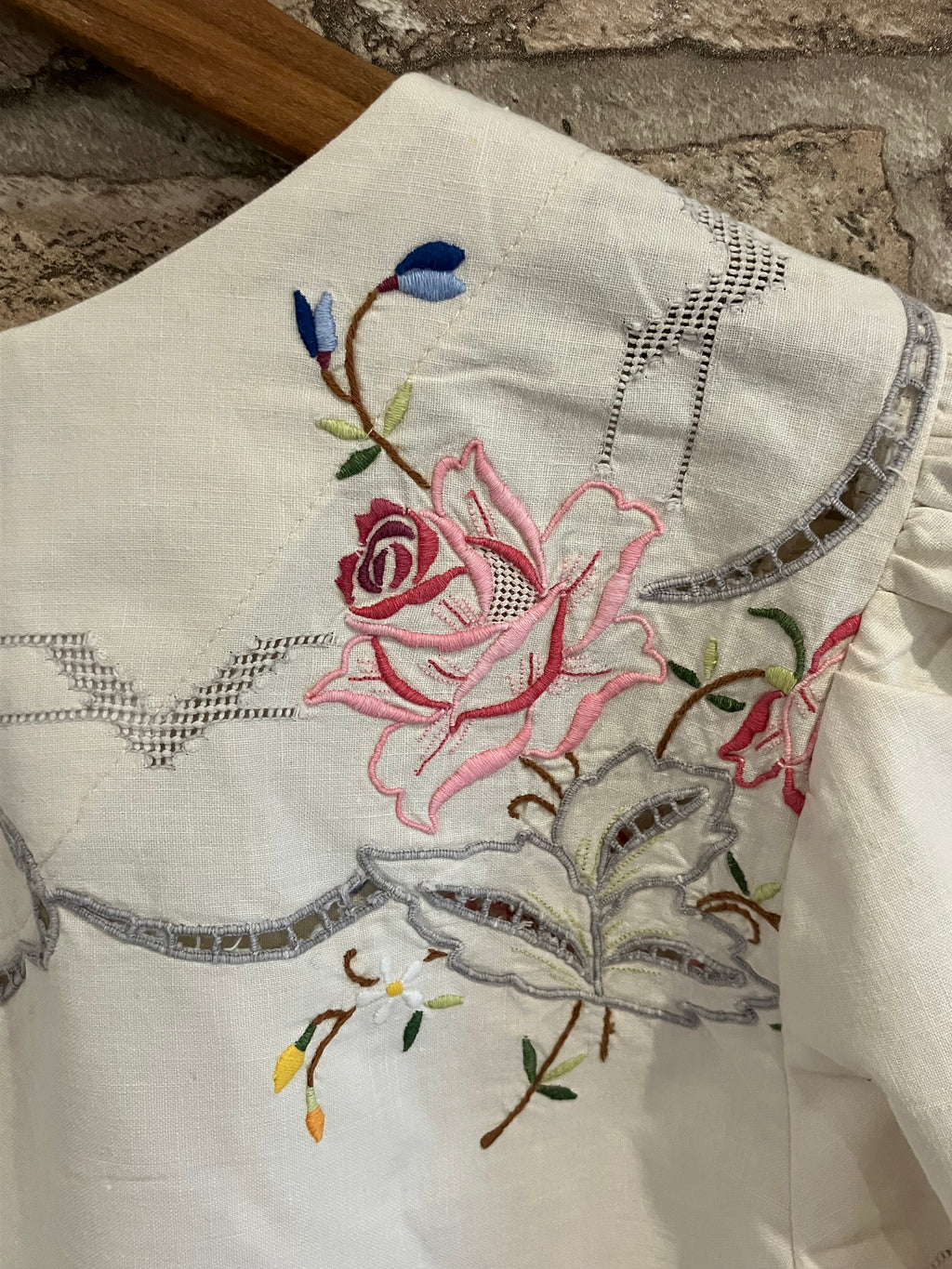 Upcycled puff sleeve blouse