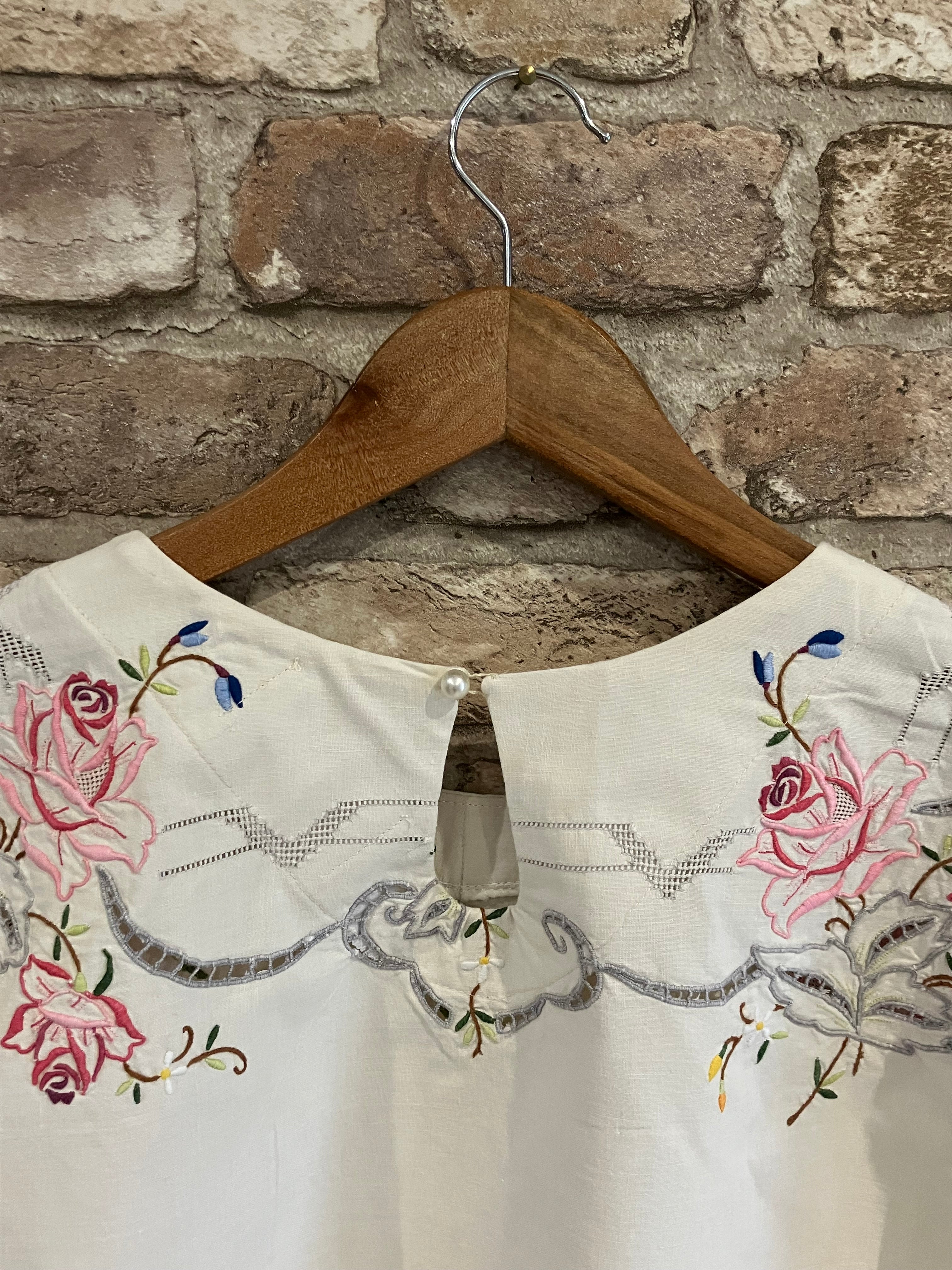Upcycled puff sleeve blouse