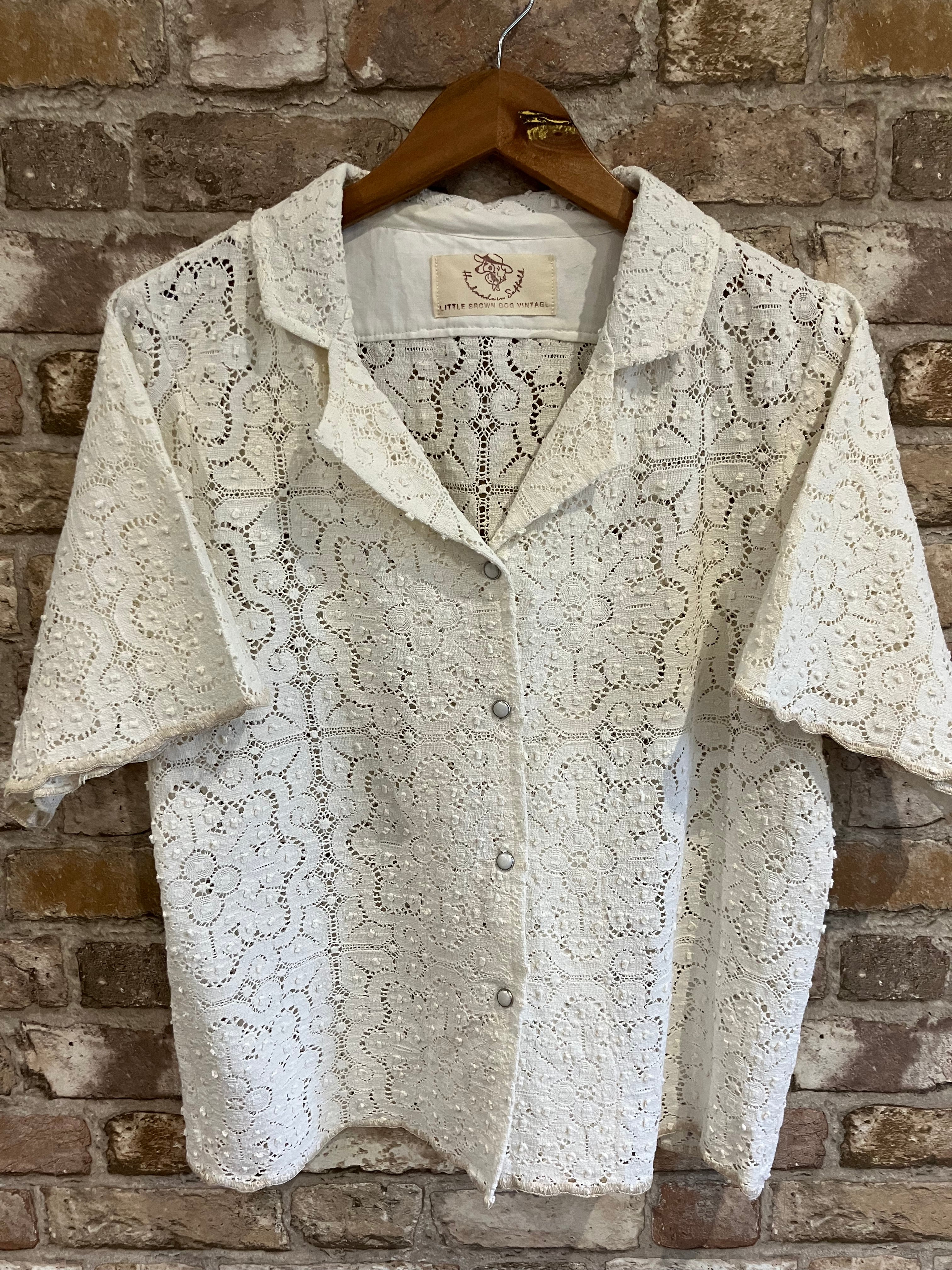 Beautiful Lace One of Kind Upcycled 'Ava' Shirt